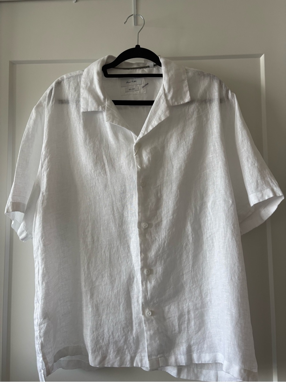 Casual White 100% Linen Short-Sleeve Shirt